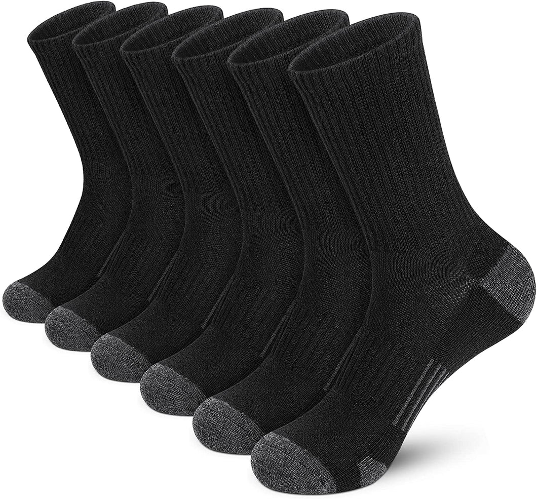 Athletic Socks, Cushioned Running Socks Performance Breathable Crew Socks Wicking Outdoor Sports Socks for Men Women(6 Pairs)