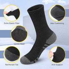 将图片加载到图库查看器，Athletic Socks, Cushioned Running Socks Performance Breathable Crew Socks Wicking Outdoor Sports Socks for Men Women(6 Pairs)
