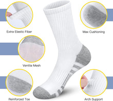 将图片加载到图库查看器，Athletic Socks, Cushioned Running Socks Performance Breathable Crew Socks Wicking Outdoor Sports Socks for Men Women(6 Pairs)
