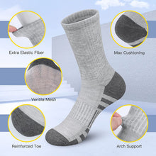 将图片加载到图库查看器，Athletic Socks, Cushioned Running Socks Performance Breathable Crew Socks Wicking Outdoor Sports Socks for Men Women(6 Pairs)
