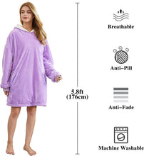 将图片加载到图库查看器，Felicigeely Blanket Sweatshirt,Oversized Fleecehug Hoodie Wearable Blanket,Soft Warm Comfortable Giant Front Pocket for Adults Men Women Teens Friends
