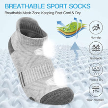 将图片加载到图库查看器，Ankle Athletic Running Socks Cushioned Breathable Low Cut Sports Socks with Tab Arch Support for Men Women (6Pairs)
